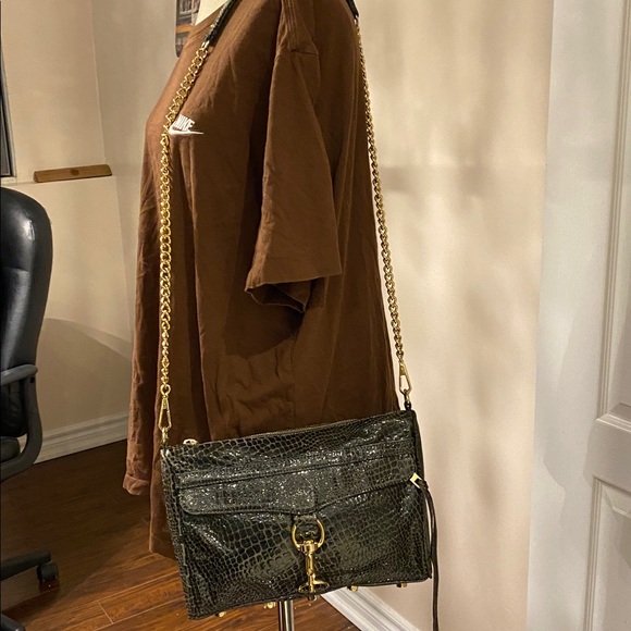 Elegant Rebecca Minkoff Black Crocodile Pattern Women's Bag - Picture 3 of 14